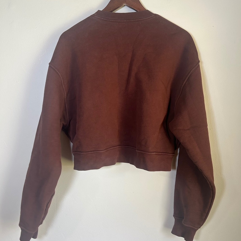 SET ACTIVE SCULPTFLEX Boxy Cropped Sweatshirt Size Medium Espresso Brown - Picture 2 of 6